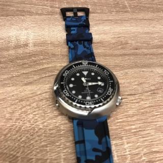 夏日必備 Seiko 22mm 迷彩/純色 矽膠錶帶 鮪魚罐頭 鮑魚 可用 SBBN015 sne497 srp777