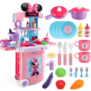 【W先生】迪士尼 米妮 3合1 三合一 廚房旅行箱 廚房玩具 收納 手提 行李箱 兒童 辦家家酒
