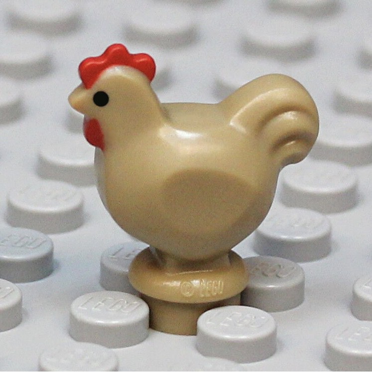 LEGO 樂高 7189 深沙色 公雞 1x1 全新品, 參考 中古 國王 農村 水果 動物 山羊 馬 白雞