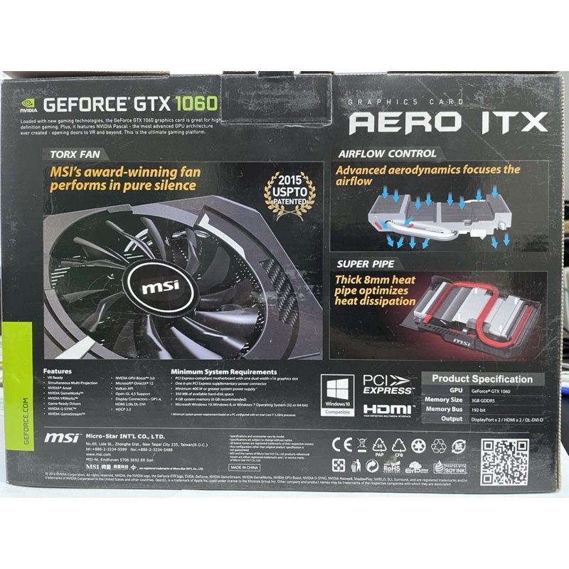 微星 msi GTX-1060 AERO ITX 3G