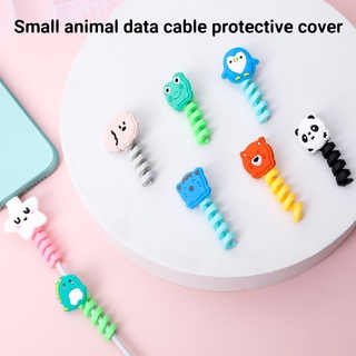 1 件裝糖果色可愛卡通動物電話線保護套 USB 線充電器線保護器電纜整理器耳機線電纜固定器螺旋數據線保護器