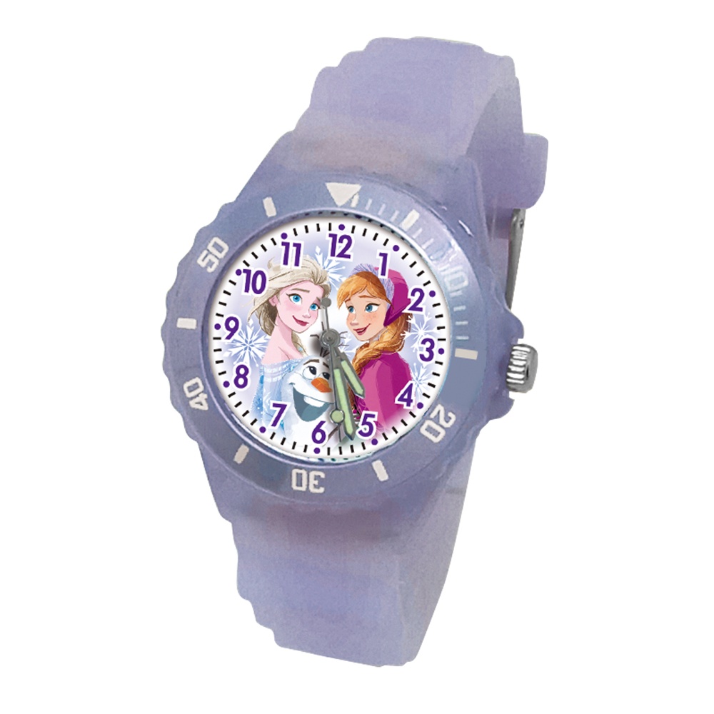 【冰雪奇緣】晶透繽紛果凍兒童錶_冰雪奇緣 正版授權 兒童手錶 學習時間 轉圈趣味手錶 可愛錶