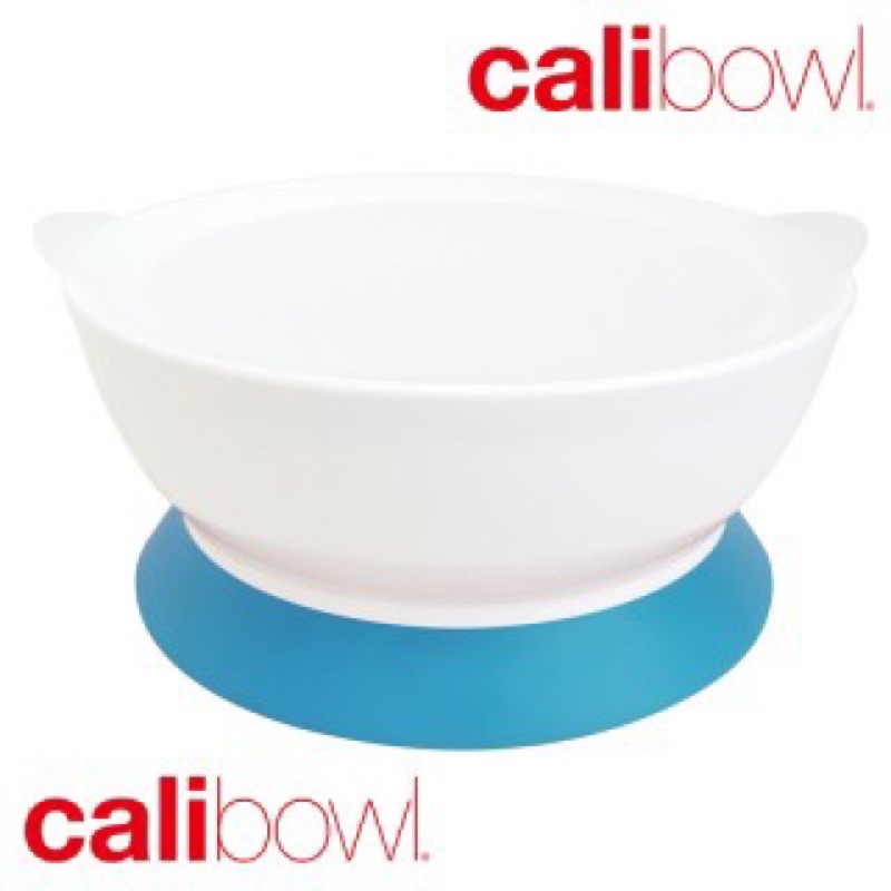 (全新完整包裝）美國 Calibowl 專利防漏防滑幼兒吸盤碗 藍色 12oz-單入附蓋