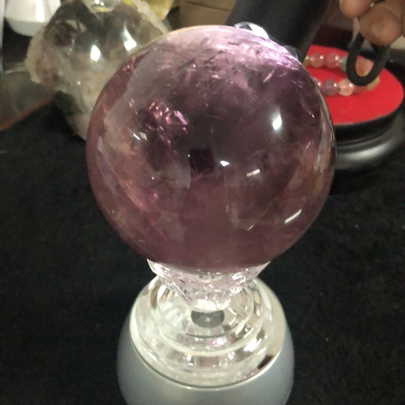 🔮天然紫水晶球996g88mm🔭（贈送蓮花壓克力座、LED圓型燈座）
