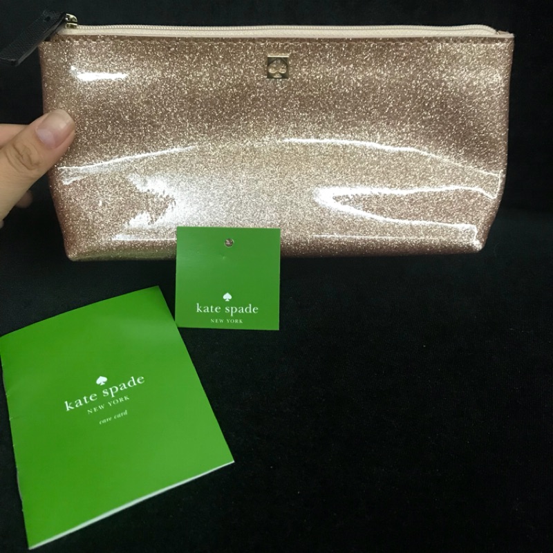 Kate Spada 化妝包 超美玫瑰金 筆袋 鉛筆盒 旅行包