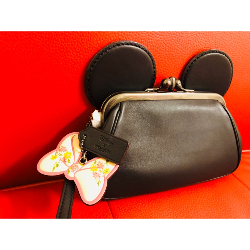 限量 Coach X Disney聯名款 復古 手拿包 化妝包 零錢包 米奇耳朵包