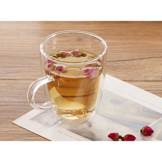 【無敵餐具】雙層玻璃杯/品茶杯-有柄(360cc)耐熱玻璃杯/蛋形雙層杯/雙層咖啡果汁杯量多歡迎詢價【L0065】