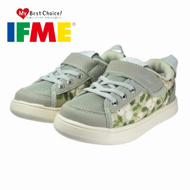 [現貨]IFME-盟娃系列 粉灰花叢-灰花 日本機能童鞋 運動鞋 布鞋 休閒鞋 原廠公司貨