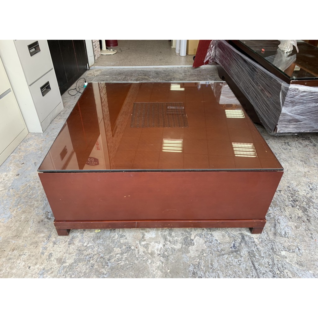 香榭二手家具 胡桃木雙面3尺方形大茶几 附玻璃 抽屜桌 茶几桌 矮桌 泡茶桌 和室桌 客廳桌 沙發桌 置物桌 餐桌 蝦皮購物
