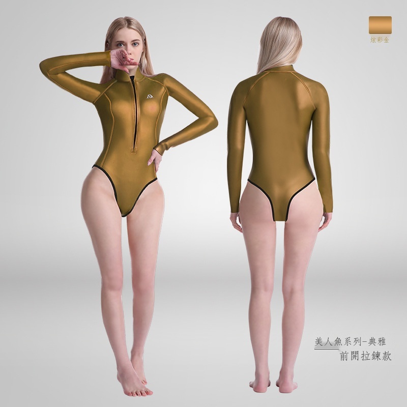 ✔✖♞2022韓版新款游泳裝泳衣女 滑皮連體修身顯瘦性感比基尼潛水服