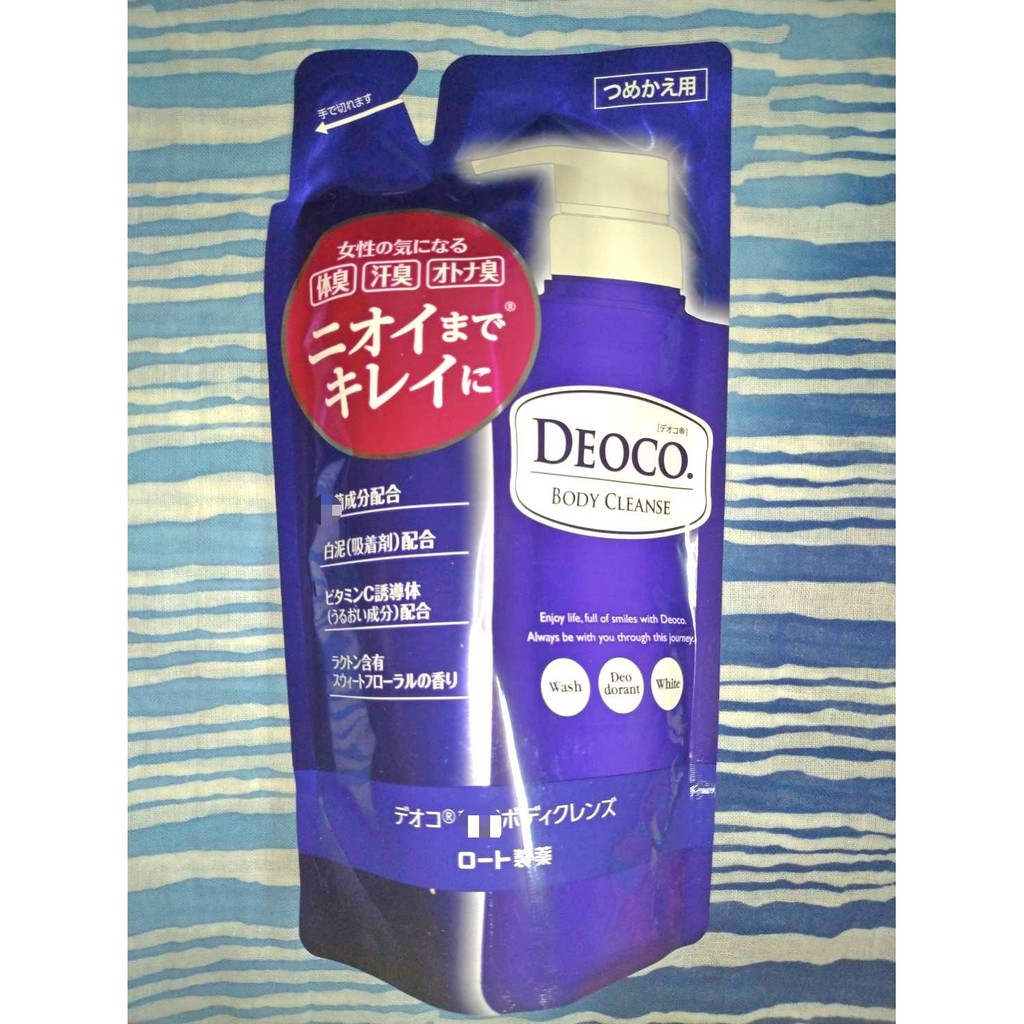 日本rohto Deoco 淨味除菌沐浴乳補充包250ml 甜美花香添加白泥消除汗味體味熟女老人加齡臭 蝦皮購物