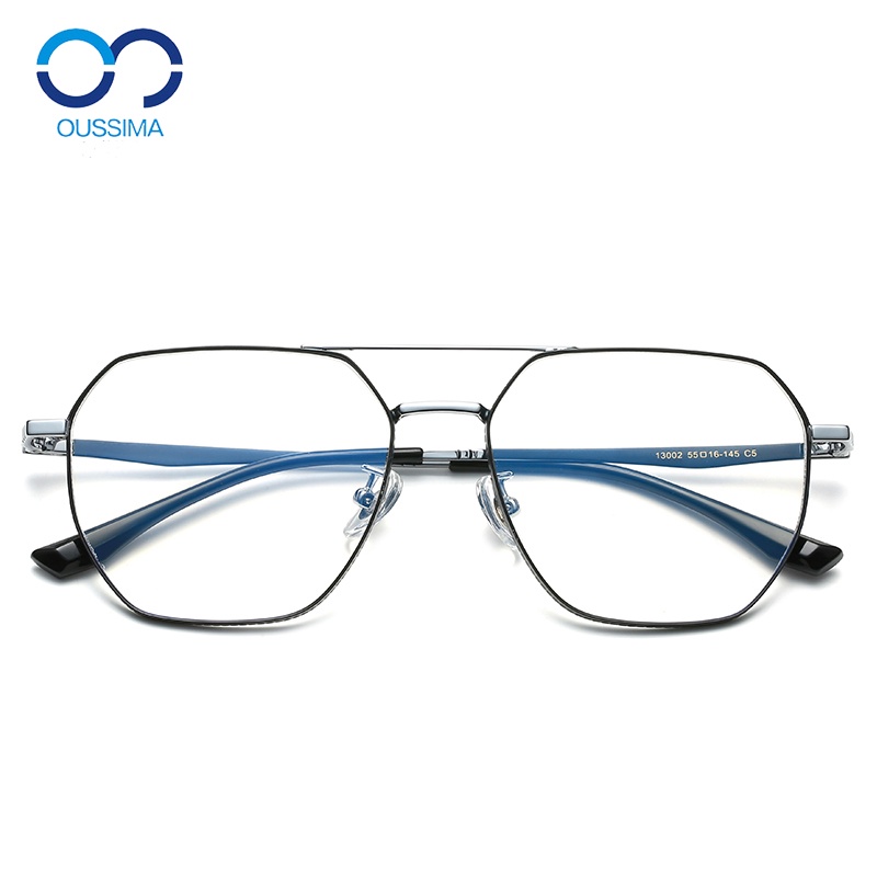 OUSSIMA歐斯邁13002超輕雙梁近視眼鏡框鈦合金男潮高端變色飛行員眼睛框鏡架女多邊形