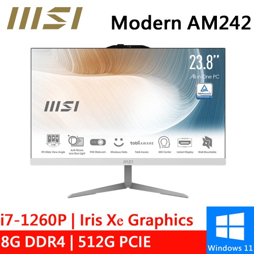 微星 Modern AM242 12M-287TW 24型 白 AIO一體式電腦 現貨 廠商直送