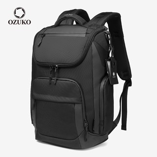 Ozuko 男士大容量防水筆記本電腦背包商務旅行袋 USB 充電