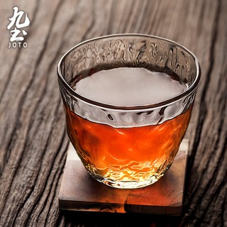 九土手工創意錘紋玻璃杯酒杯日式玻璃水杯家用水杯威士忌酒杯加厚錘紋茶杯耐熱玻璃杯調酒杯玻璃杯套裝組飯店水杯CUPR0529