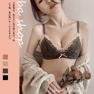 【BAshop】臺灣現貨🌹復古蕾絲-輕柔雲朵杯薄杯無鋼圈集中成套內衣 32-38 #826
