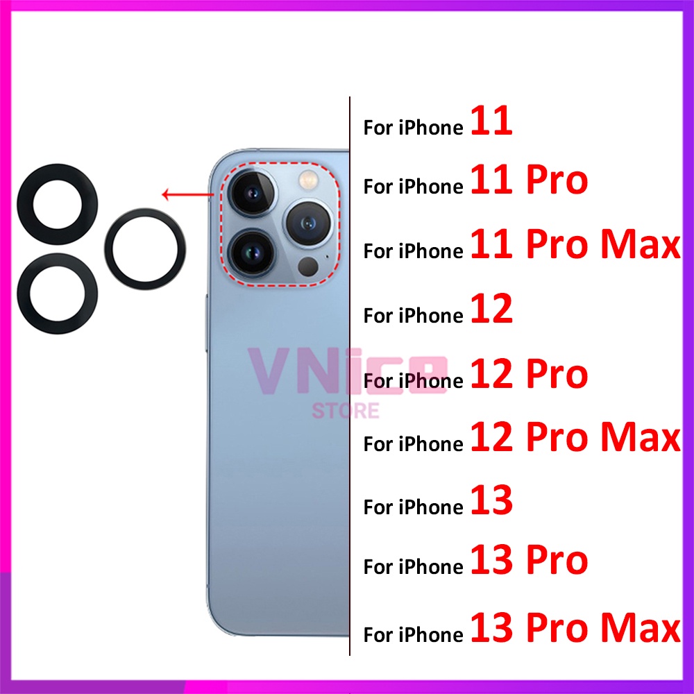 後置攝像頭玻璃鏡頭後置攝像頭玻璃膠兼容 Iphone 11 12 13 Pro Max Mini 更換維修備件