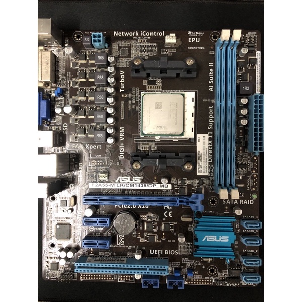 二手良品，ASUS-F2A55主機板加CPU-A8-6500，附擋板風扇，本商品都經過上機測試一天