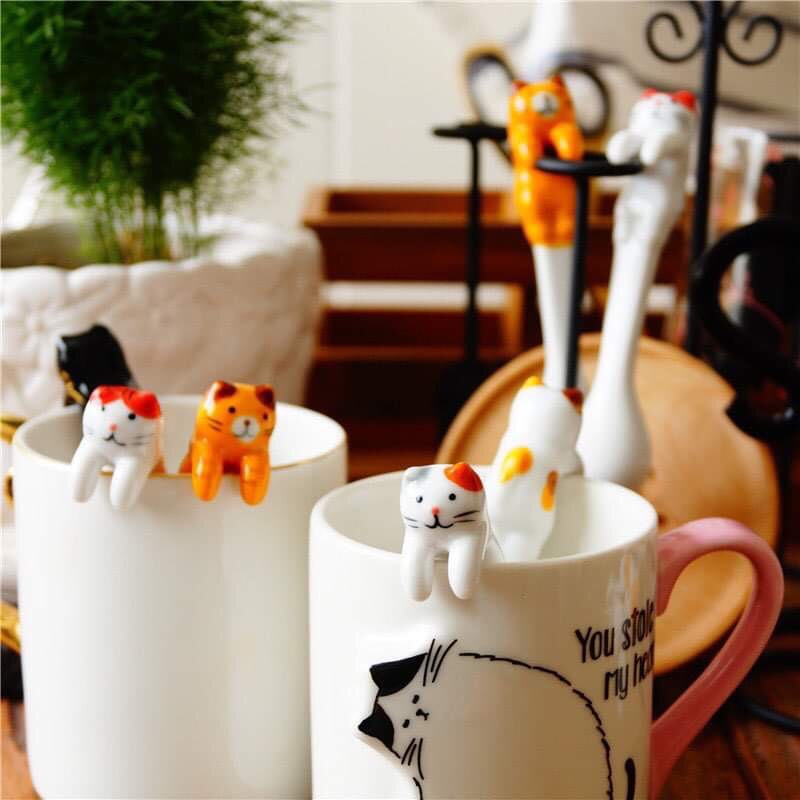 可愛貓咪攪拌棒立體貓咪陶瓷咖啡攪拌棒攪拌勺攪拌湯匙咖啡湯匙