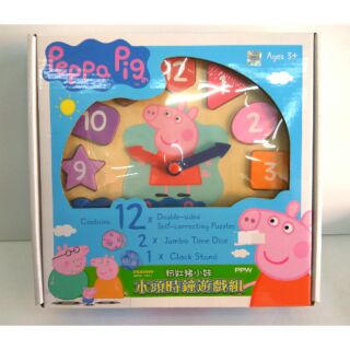 (阿谷小舖) 現貨 Peppa Pig 粉紅豬小妹木頭時鐘遊戲組 台灣代理公司貨