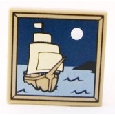 磚家 LEGO 樂高 深砂色 Tile 2x2 印刷 月亮 帆船 壁畫 3068 3068bpb0408