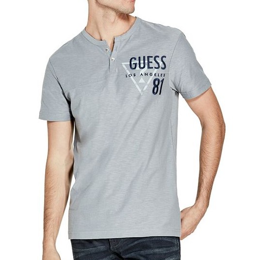 GUESS 短袖T恤 男裝 電繡LOGO T恤 短袖 短T-Shirt 亨利領上衣 GS95921 (現貨)