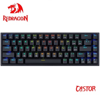 Redragon（紅龍）CASTOR K631 RGB機械鍵盤 熱插拔68鍵紅軸機械鍵盤 有線鍵盤 電競鍵盤