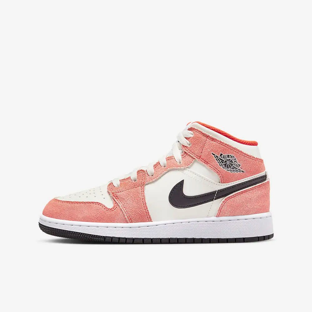 NIKE籃球鞋運動鞋AIRJORDAN1MIDSE大童女鞋童鞋DV1336800粉橘白 現貨 廠商直送