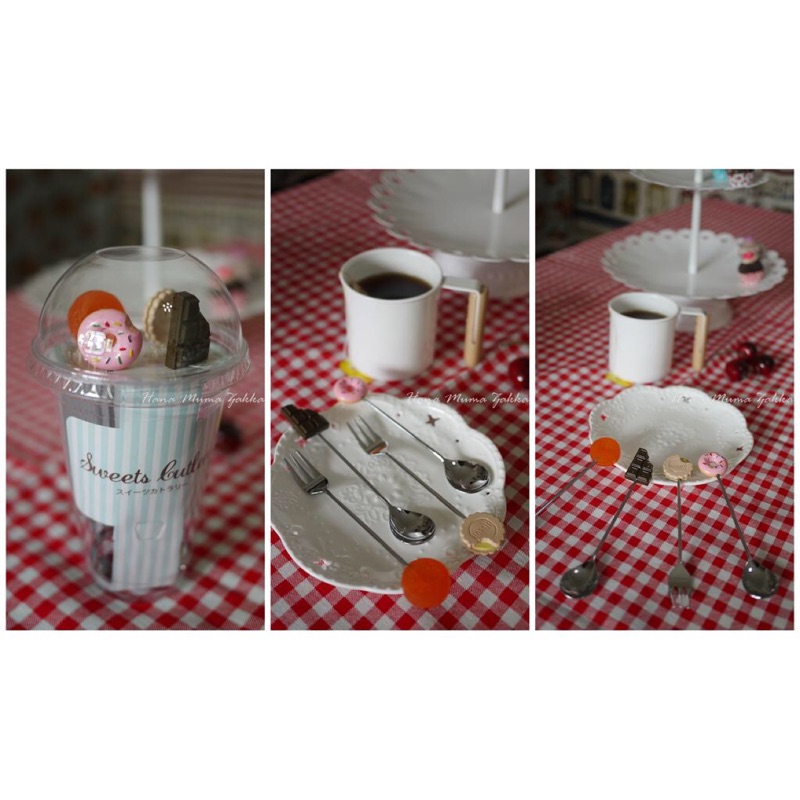 日本 進口 水果叉 聖代 不鏽鋼 攪拌棒 湯匙 午茶 咖啡 攪拌匙 點心匙 野餐 金色 餐具 叉子 餅乾 造型 下午茶