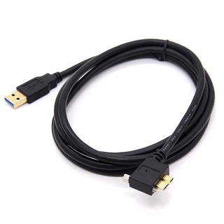 現貨鍍金雙彎頭USB3.0轉Micro B帶螺絲鎖固定移動硬碟工業相機數據線