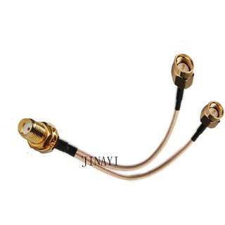 SMA 母頭轉 2 SMA 公頭連接器 RF RG316 尾纖 Y 延長線 10/15/20/30/50cm /1m