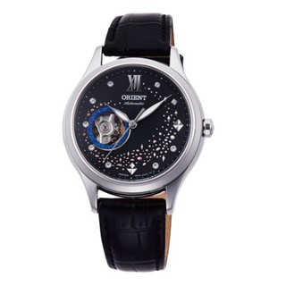 ORIENT東方錶 女藍月奇蹟鏤空機械錶 皮帶款 黑色RA-AG0019B