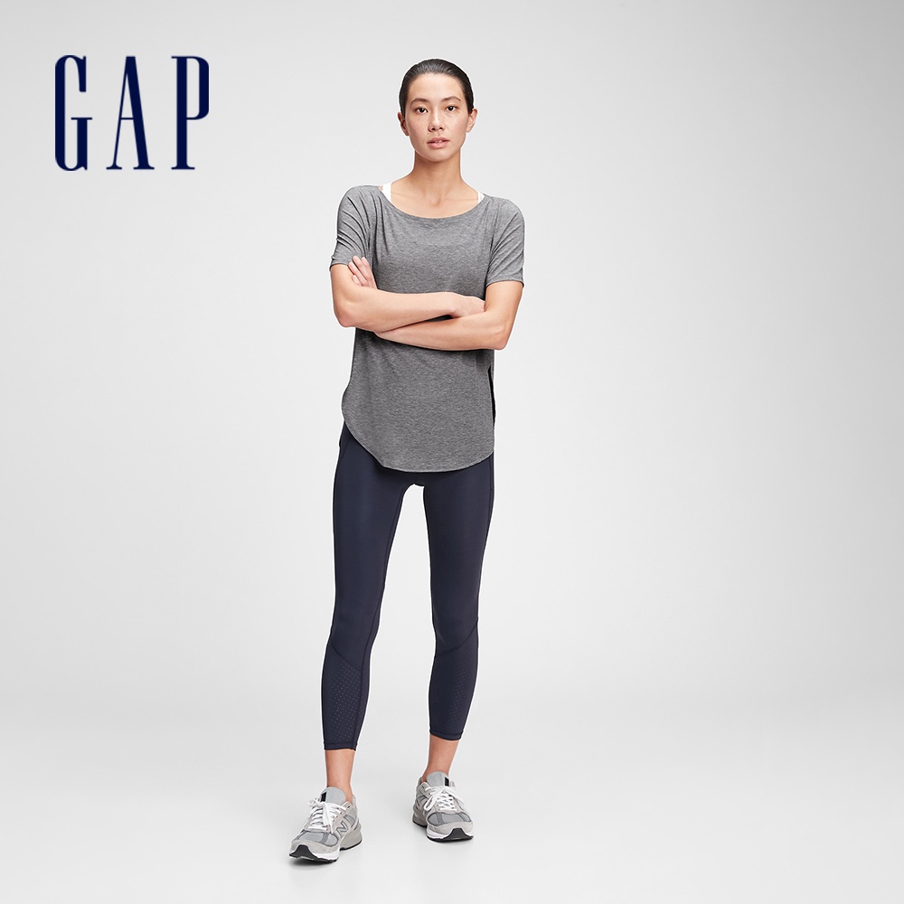 Gap 女裝 彈力寬鬆短袖運動T恤 Gap Fit運動系列-灰色(616708)