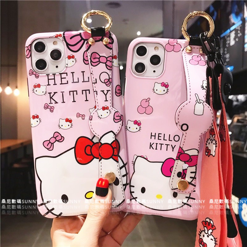 Hello Kitty 掛繩 腕帶手機殼 XR Xmax 8plus 凱蒂貓 支架保護殼 IPhone 11 12 13