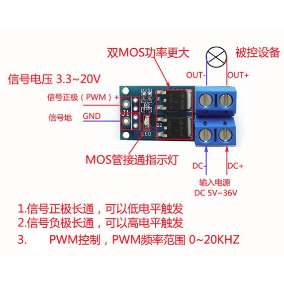 《922》大功率MOS管 場效應管 觸發開關驅動模組 PWM調節電子開關控制板