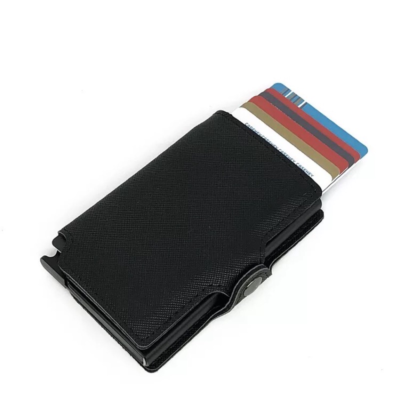 防盜卡包鋁合金錢包自動出卡錢夾nfc rfid鋁製極簡金屬防消磁卡夾錢包