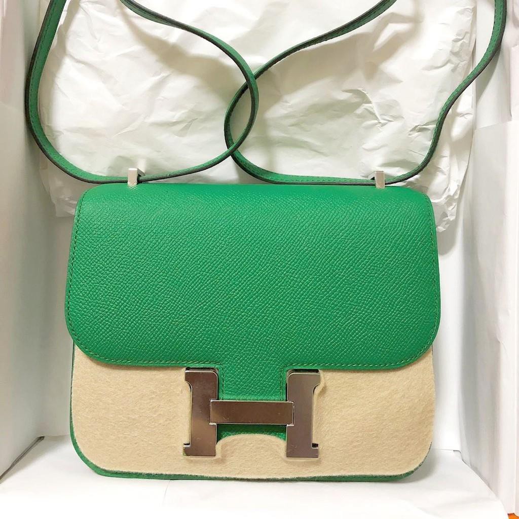 琪琪二手hermes 19cm Mini Constance 1l 仙人掌綠epsom 銀釦d刻 蝦皮購物