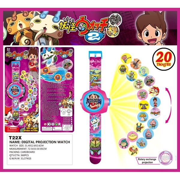 卡通動漫3D兒童投影手錶妖怪手錶投影手錶 20圖  帶燈帶圖，帶鐘點，數字手錶數碼