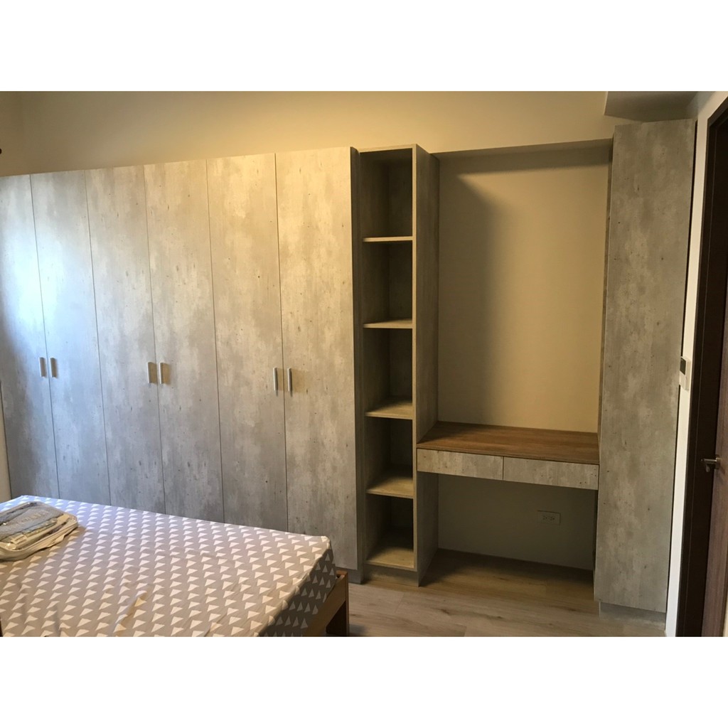 台中系統櫃 衣櫃 桌 收納櫃 臥室整面牆規劃雙開門系統櫃組 湯姆客製化系統櫃 北歐風現代木紋風 蝦皮購物