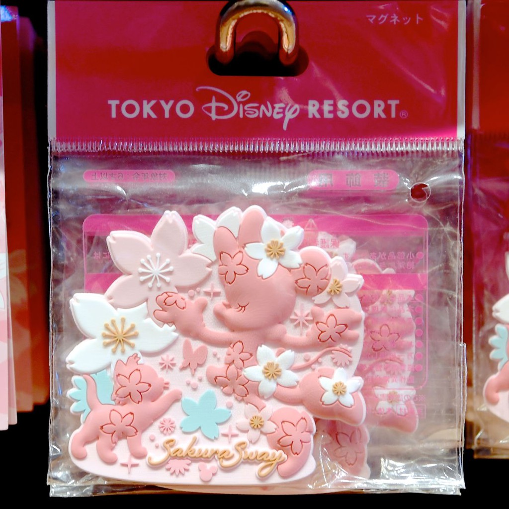 ArielWish日本東京迪士尼樂園2020櫻花季春天浪漫粉紅色春神米妮瑪麗貓Mario辦公室冰箱磁鐵便利貼夾子-絕版品