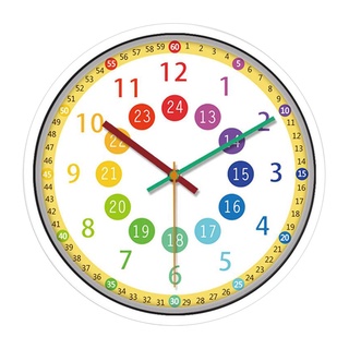 享受生活12英寸孩子無聲時鐘時間老師掛鐘彩色數字易於閱讀