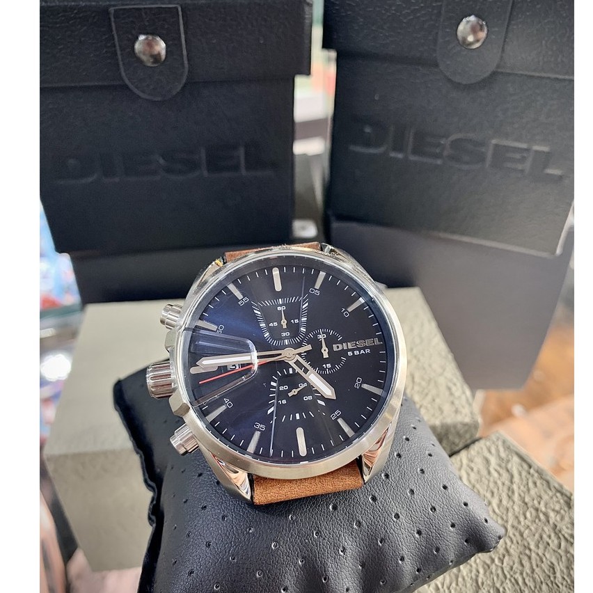 DIESEL】DZ4470 男錶質感藍面咖啡色真皮腕錶| 蝦皮購物