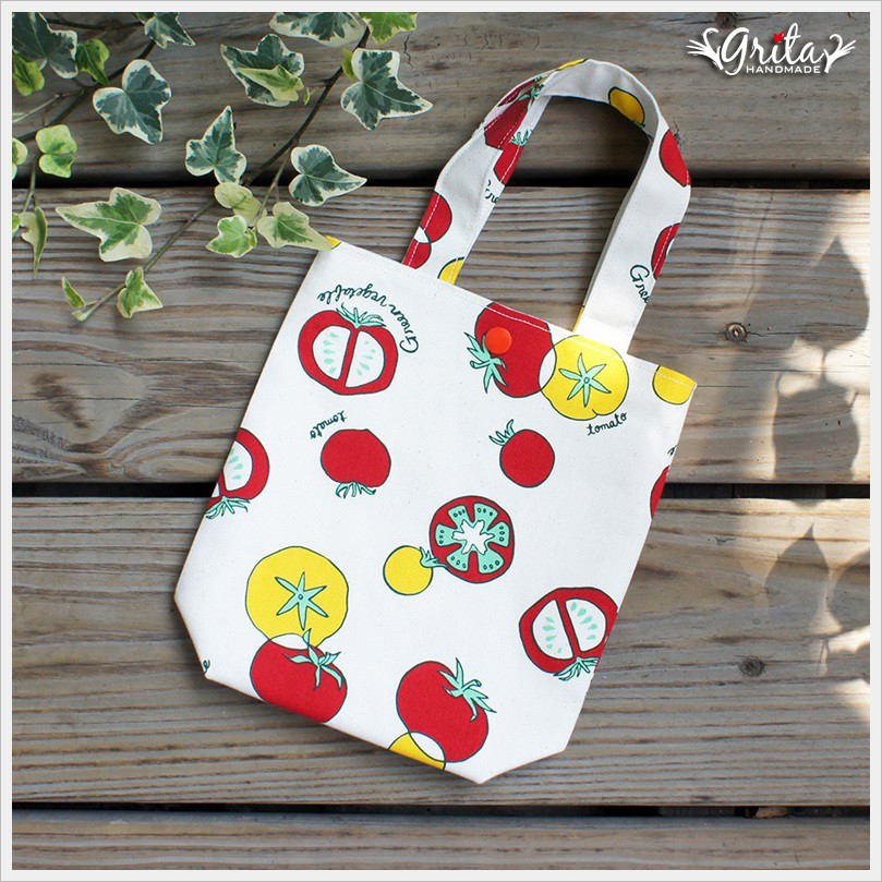 ♥grita's handmade♥手作隨身提袋／散步包／午餐包／飲料提袋—營養番茄小提袋（現貨）