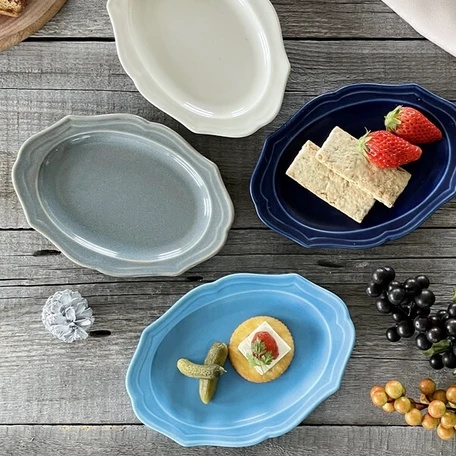 古董盤 橢圓盤 日本製 美濃燒 餅乾盤 陶瓷盤 水果盤 點心盤 甜點盤 橢圓盤 小菜盤 盤 盤子