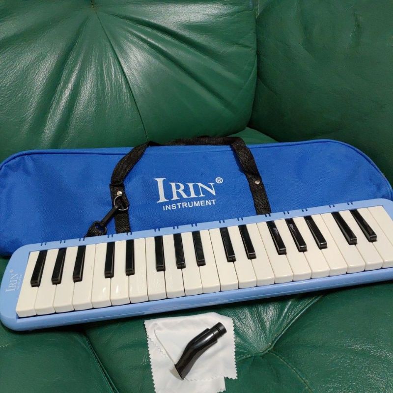 P IRIN 37鍵口風琴 含背帶 軟吹管 短吹管 嘴擦布 藍色（二手）