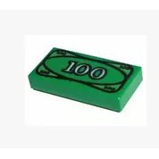 LEGO 樂高 零件 3069bpx7 綠色 百元 鈔票 印刷 平滑 1x2 100塊 一百元 錢 4295260