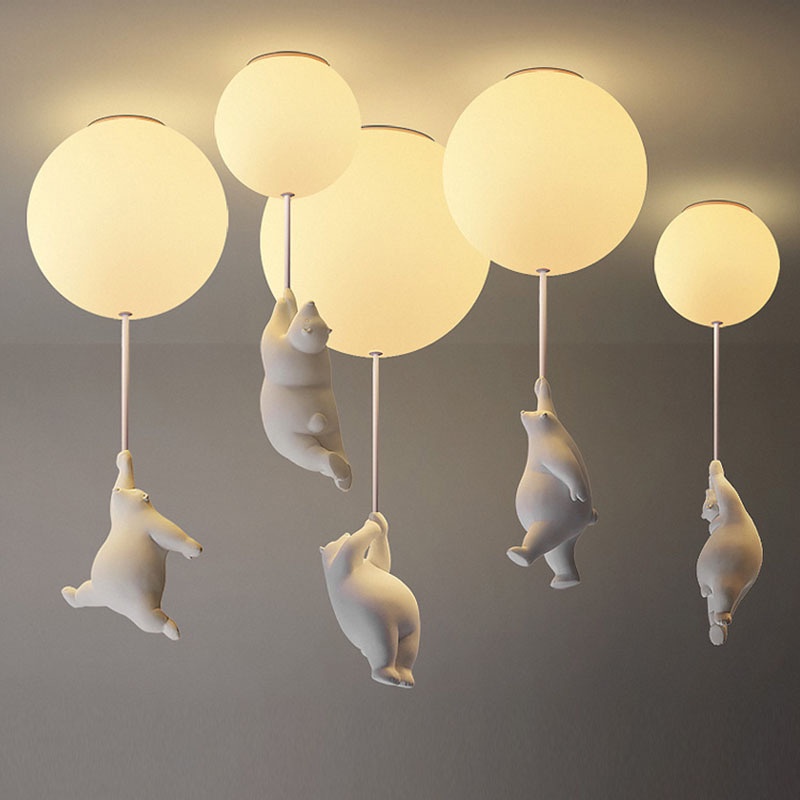 臥室燈吸頂燈具卡通小熊創意兒童房燈男孩女孩北歐客廳餐廳氣球燈