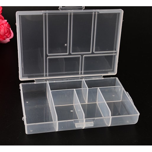 【夜市王】大號6格透明塑膠盒 飾品盒收納盒工具盒 大6格盒19元