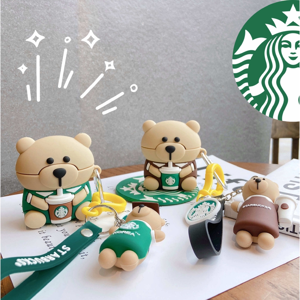 STARBUCKS Airpods 1/2 Pro Case Soft 【星巴克熊】矽膠帶掛繩 Airpods 保護套