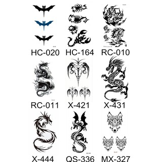 ☆潮品小舖☆TA8 黑色動物紋身貼 紋身貼紙 中國龍 蠍子 蝙蝠 老虎 西洋龍 狼 防水持久刺青貼紙